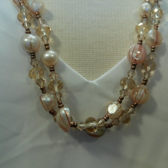 GORGEOUS Champagne Crystal Pearl Necklace & Bracelet (404) - Picture 4 of 13